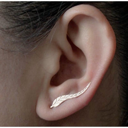 European And American Earrings Simple Leaf Alloy U-shaped Ear Clips And Ear Studs Unique Personality Wild Earrings Earrings
