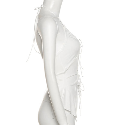 Summer New Women's Solid Color Slim-fit Chest-wrapped Halter Type Sling Small Tank Top Top
