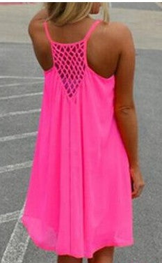 Bursting dress, women's dress, sling skirt, grid stitching, Chiffon Dress