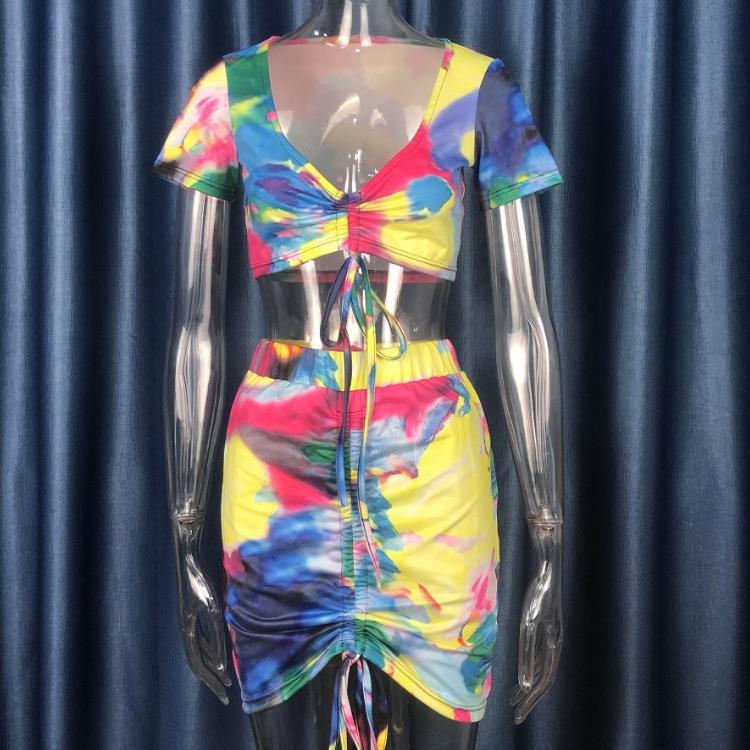 Tie Dye Printed Sexy Suit Skirt