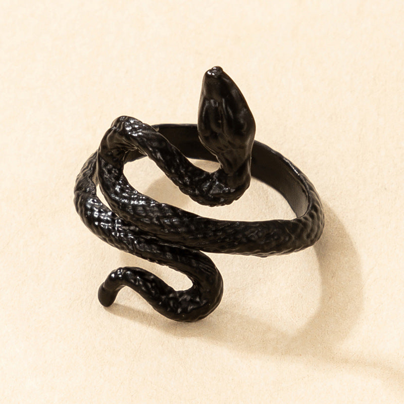 Long Trend Snake Pattern Metal Animal Retro Exaggerated Snake-shaped Ring For Men And Women
