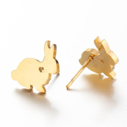 Cute Jewelry Rabbit Stud Earrings Stainless Steel Temperamental