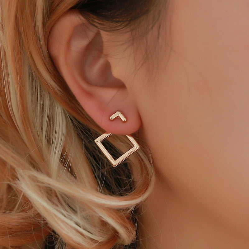 Simple golden geometric metal earrings