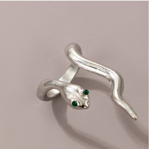 Long Trend Snake Pattern Metal Animal Retro Exaggerated Snake-shaped Ring For Men And Women