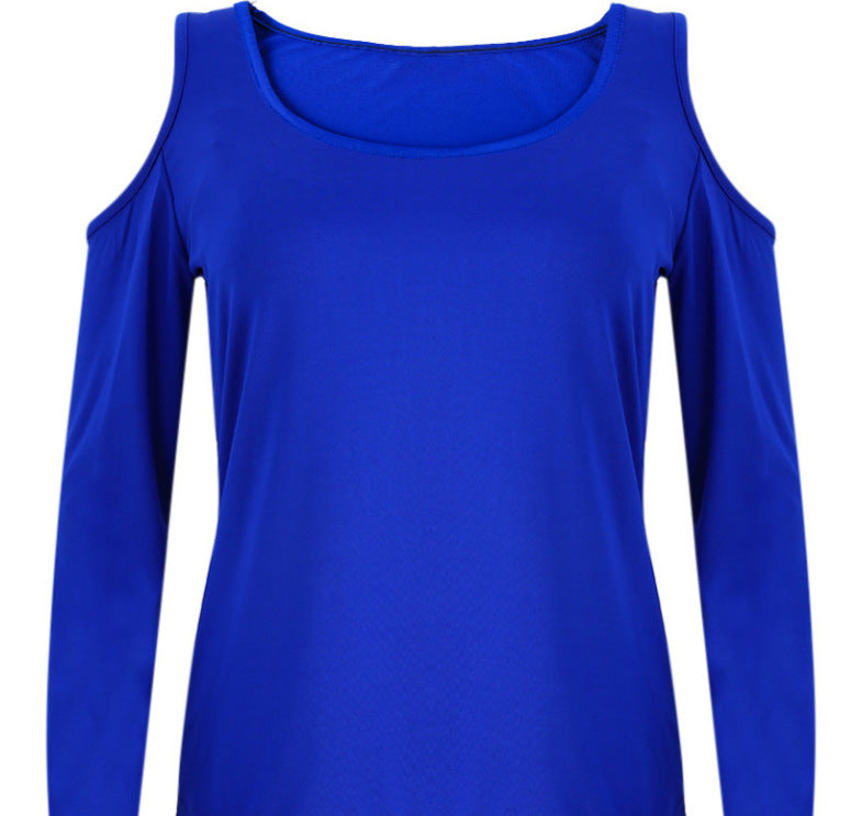 Off Shoulder Blouses Tops Hot Sale Female Casual Long Sleeve Neck White Tee Shirt Chemise Femme