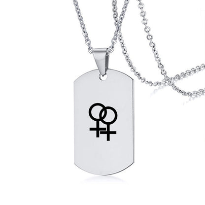 Stainless Steel LGBT ID Necklace Jewelry Engrave Gay Lesbian Transgender Symbol Dog Tags Necklaces For Men Women