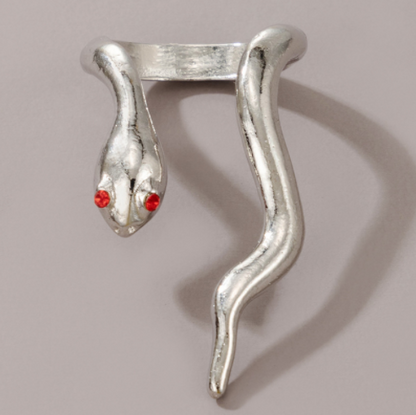 Long Trend Snake Pattern Metal Animal Retro Exaggerated Snake-shaped Ring For Men And Women