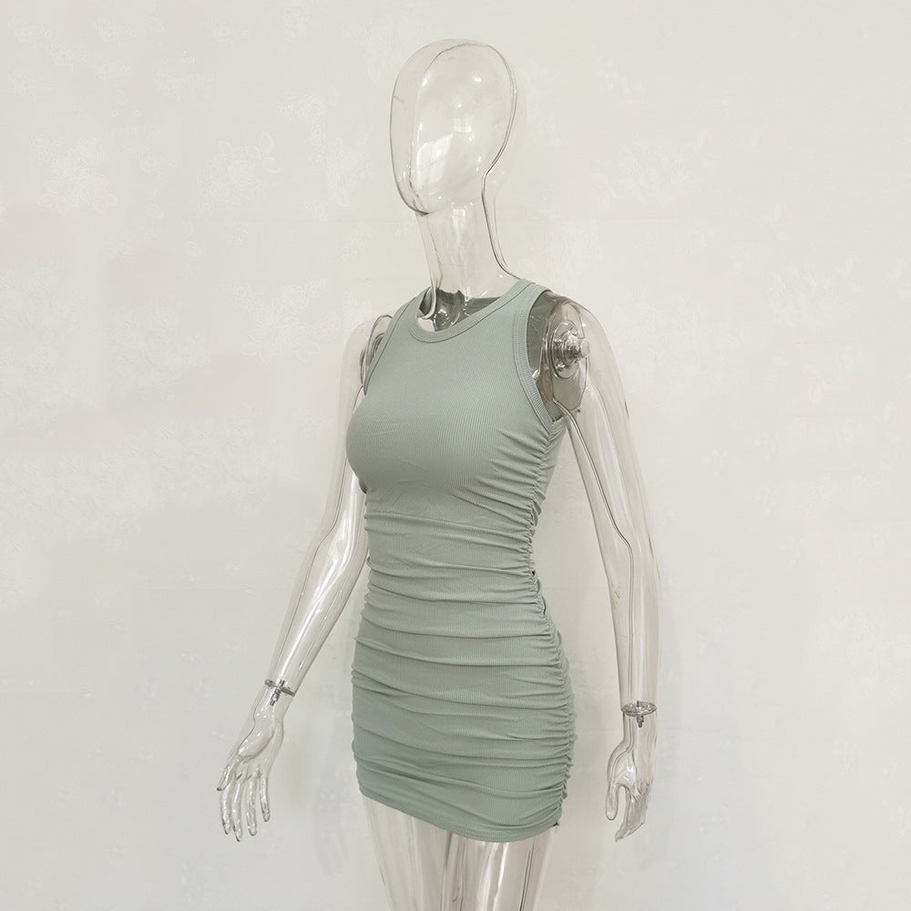 Women's Cotton Pleated Ribbed Dress