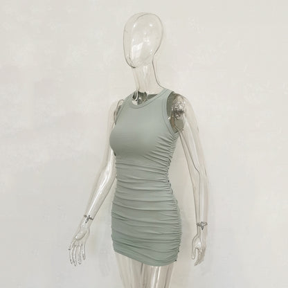 Women's Cotton Pleated Ribbed Dress