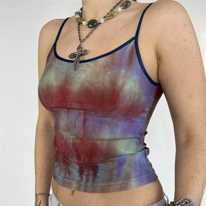 Design Sense Watercolor Smudged Color Contrast Color Self-cultivation Bottoming Vest Summer Hot Girl Sexy Inner Retro Vest