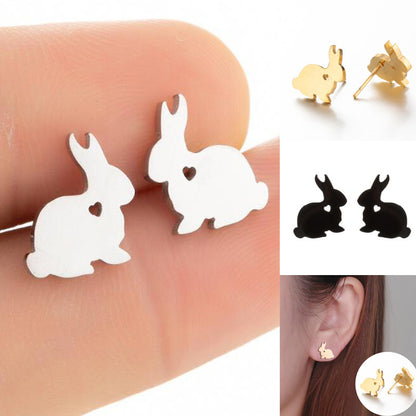 Cute Jewelry Rabbit Stud Earrings Stainless Steel Temperamental