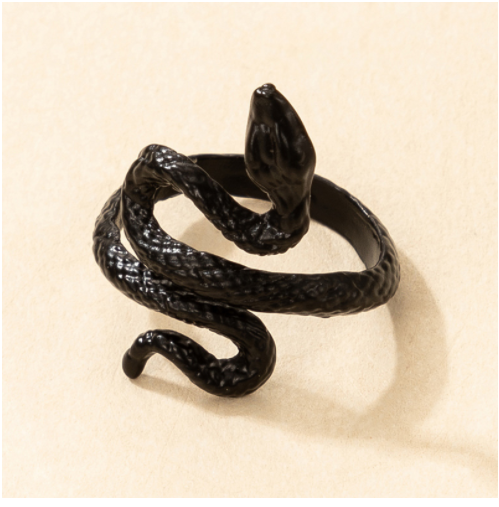 Long Trend Snake Pattern Metal Animal Retro Exaggerated Snake-shaped Ring For Men And Women