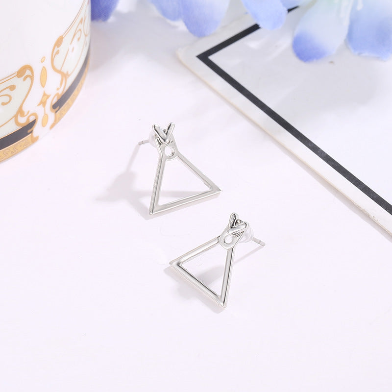 Simple golden geometric metal earrings