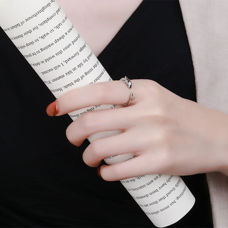Creative 925 Silver Plated Fashionable Female Shark Ring