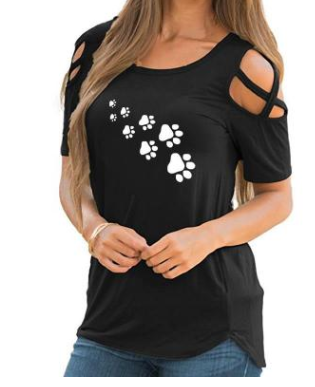 Round neck heart print short sleeve