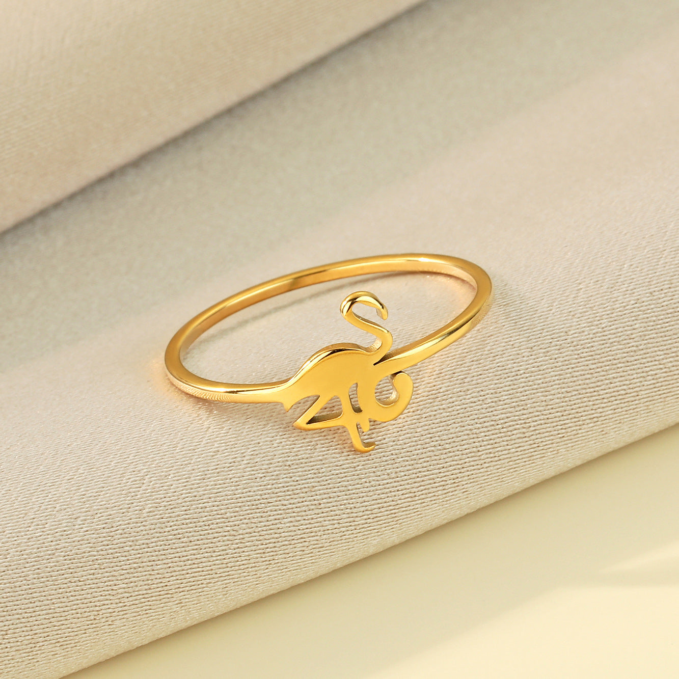 Women's Stainless Steel Small Flamingo Fashion Ring