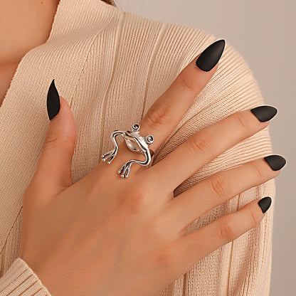 Distressed Frog Alloy Index Finger Ring