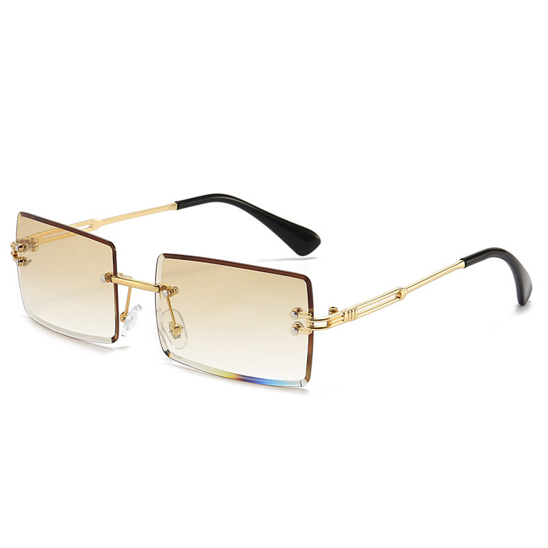 Women's Fashionable Rimless Cut Edge Gradient Color Sunglasses