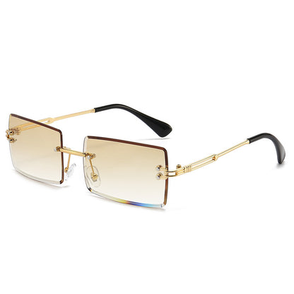 Women's Fashionable Rimless Cut Edge Gradient Color Sunglasses