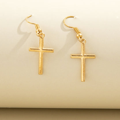 Simple Retro Cross Pendant Earrings Temperament Female Accessories