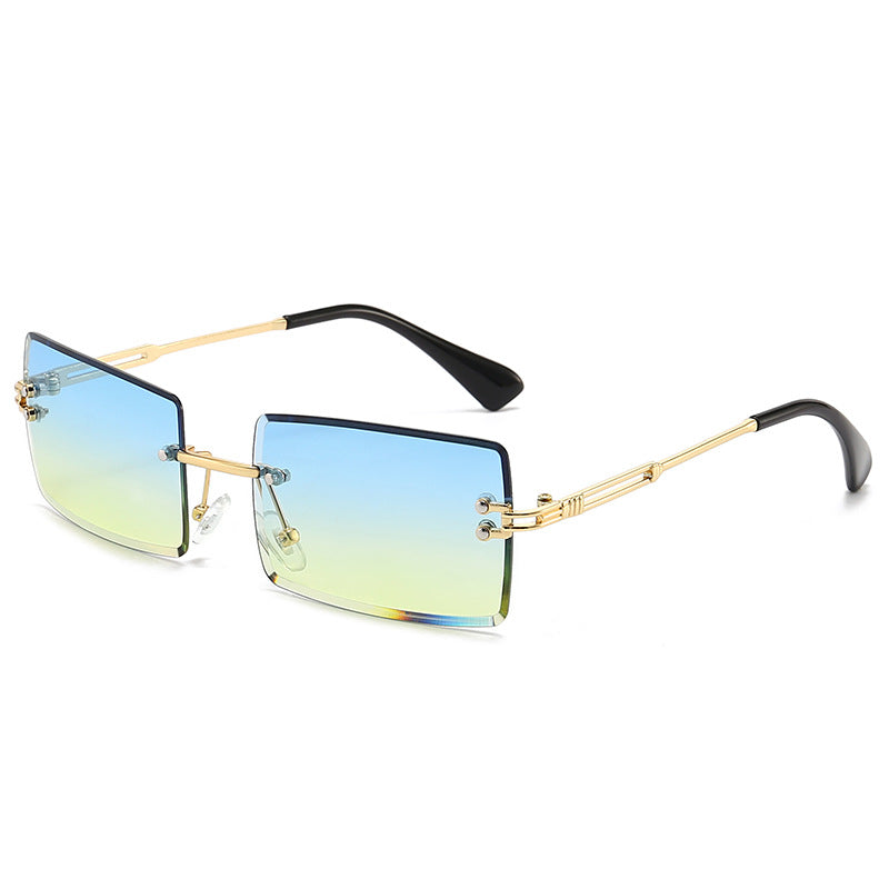 Women's Fashionable Rimless Cut Edge Gradient Color Sunglasses
