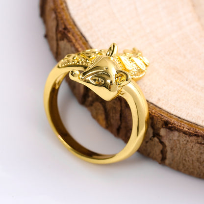 Simple And Stylish Personality Adjustable Gold Fox Ring