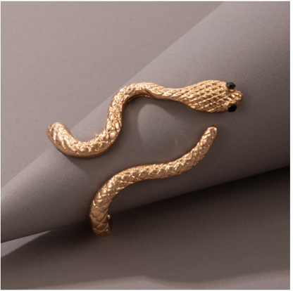 Long Trend Snake Pattern Metal Animal Retro Exaggerated Snake-shaped Ring For Men And Women