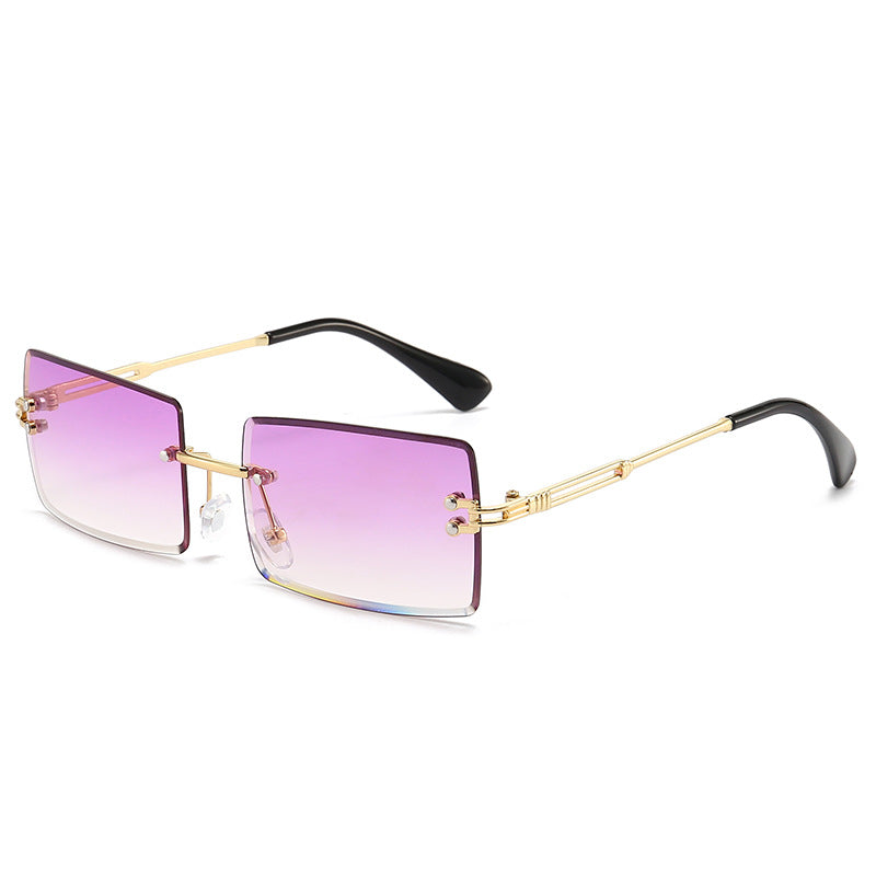 Women's Fashionable Rimless Cut Edge Gradient Color Sunglasses