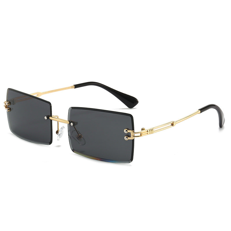 Women's Fashionable Rimless Cut Edge Gradient Color Sunglasses