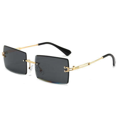 Women's Fashionable Rimless Cut Edge Gradient Color Sunglasses