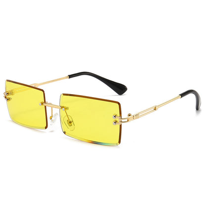 Women's Fashionable Rimless Cut Edge Gradient Color Sunglasses