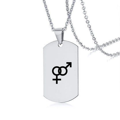 Stainless Steel LGBT ID Necklace Jewelry Engrave Gay Lesbian Transgender Symbol Dog Tags Necklaces For Men Women