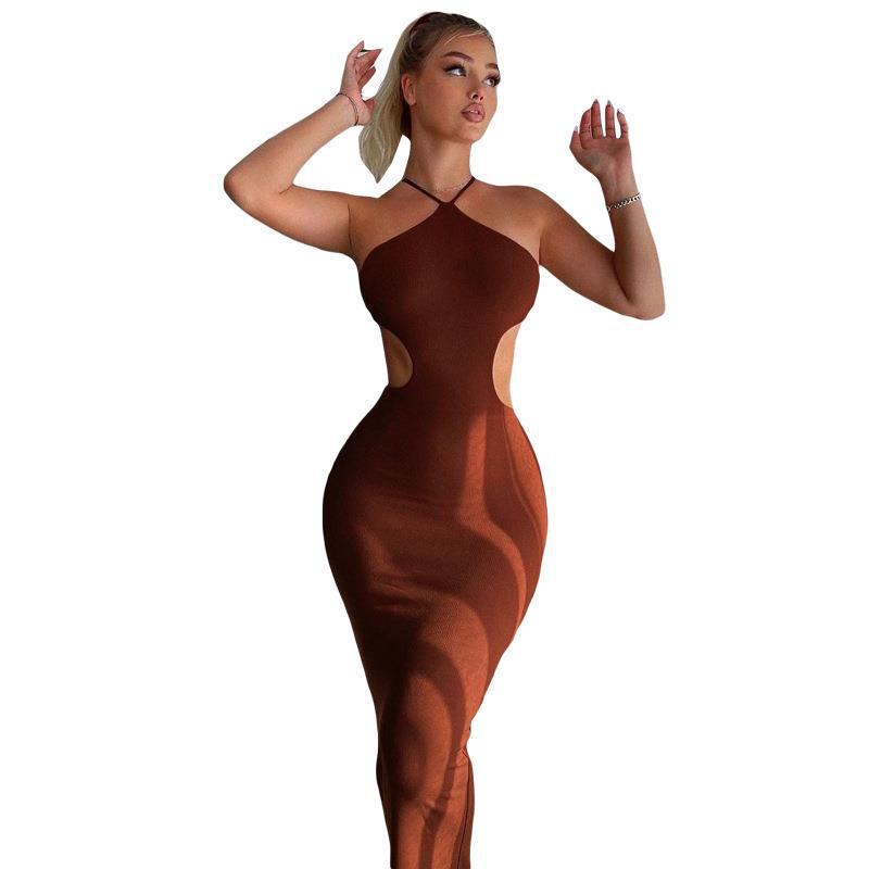 Women's Temperament Straps Hanging Neck Package Hip Slimming Dress