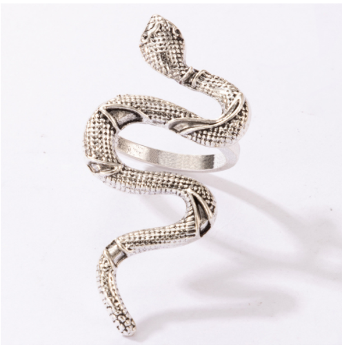Long Trend Snake Pattern Metal Animal Retro Exaggerated Snake-shaped Ring For Men And Women