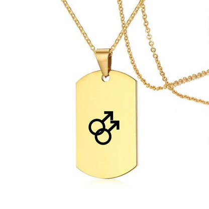 Stainless Steel LGBT ID Necklace Jewelry Engrave Gay Lesbian Transgender Symbol Dog Tags Necklaces For Men Women