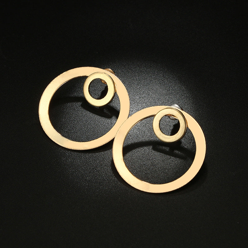 Trend Ins Wind Alloy Geometric Double Round Earrings
