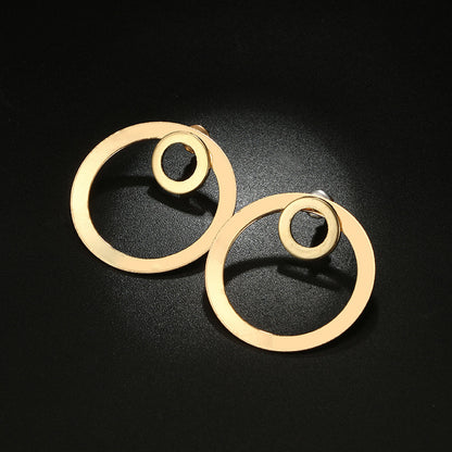 Trend Ins Wind Alloy Geometric Double Round Earrings