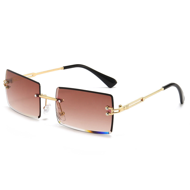 Women's Fashionable Rimless Cut Edge Gradient Color Sunglasses
