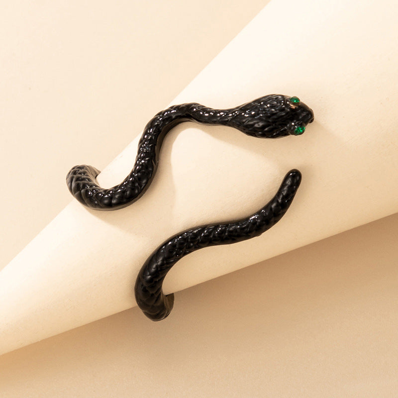 Long Trend Snake Pattern Metal Animal Retro Exaggerated Snake-shaped Ring For Men And Women