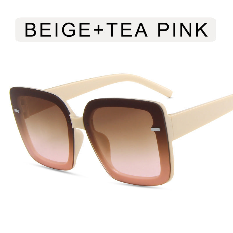 Women's Fashion Large Frame Square Rice Nail Sunglasses