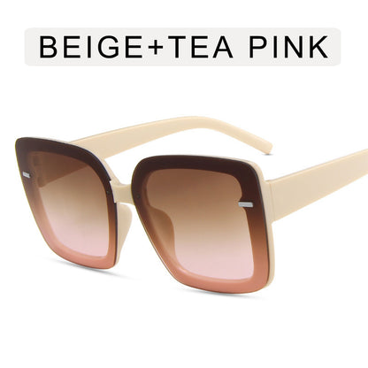 Women's Fashion Large Frame Square Rice Nail Sunglasses