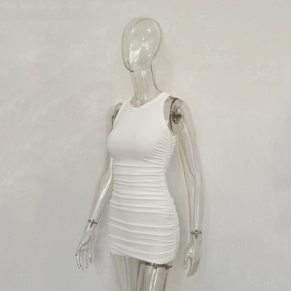 Women's Cotton Pleated Ribbed Dress