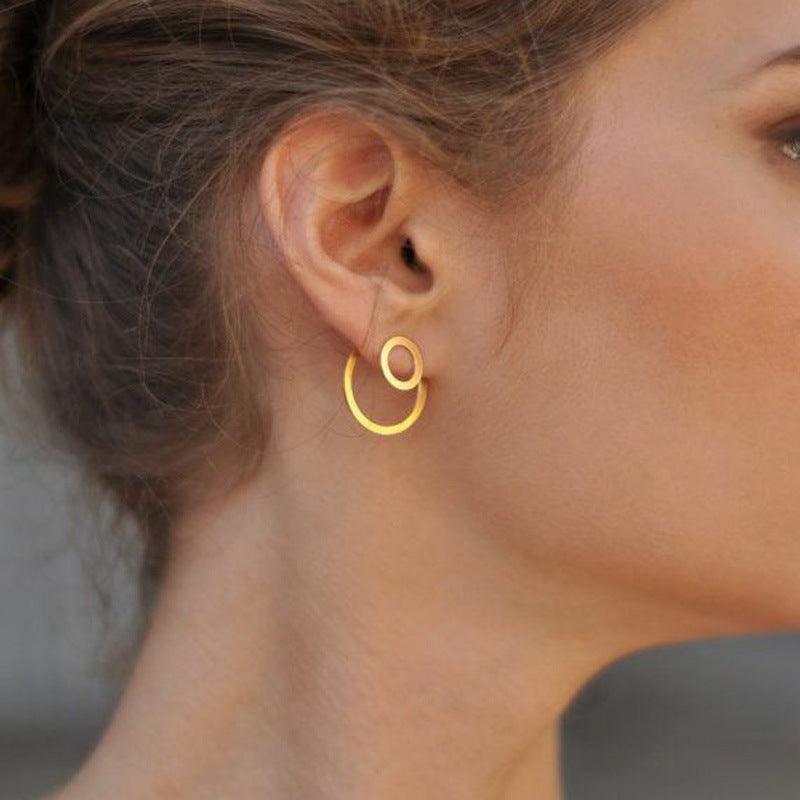 Trend Ins Wind Alloy Geometric Double Round Earrings