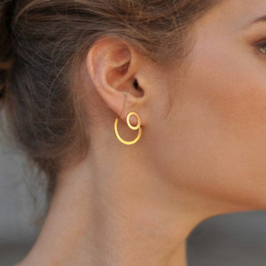 Trend Ins Wind Alloy Geometric Double Round Earrings