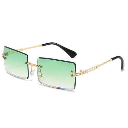 Women's Fashionable Rimless Cut Edge Gradient Color Sunglasses