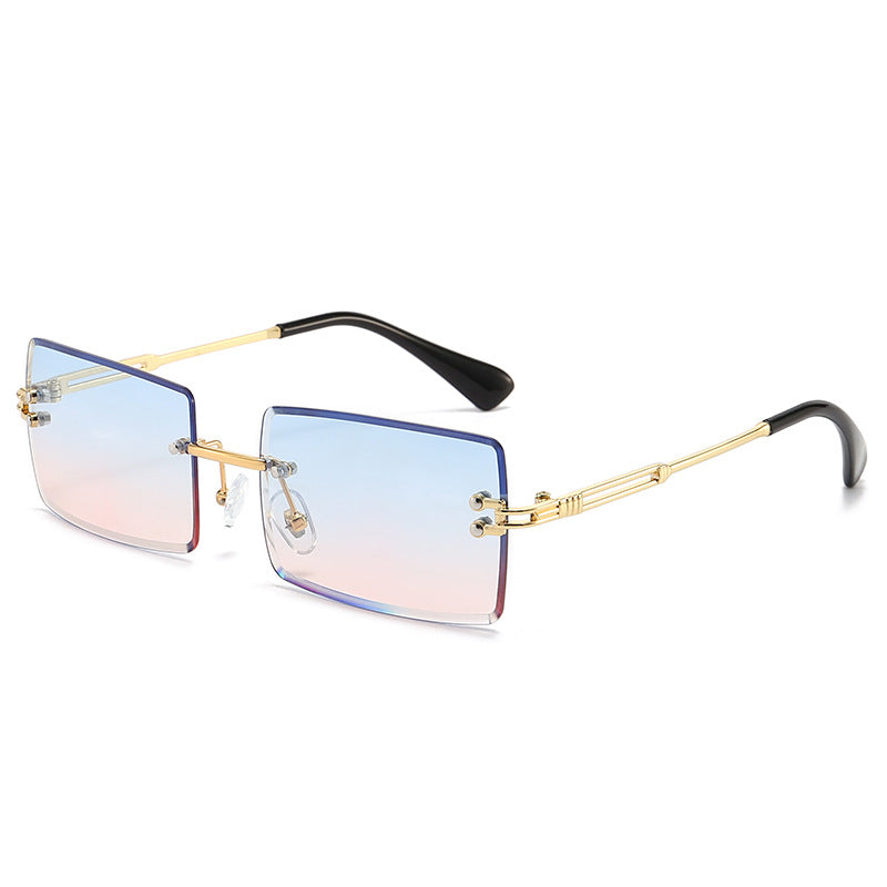 Women's Fashionable Rimless Cut Edge Gradient Color Sunglasses