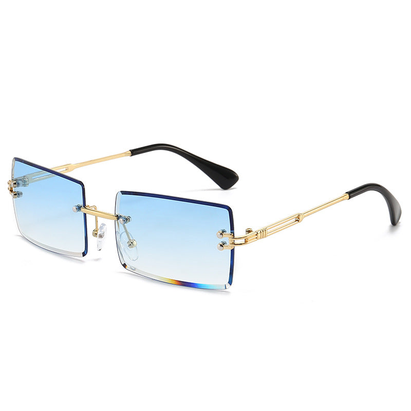 Women's Fashionable Rimless Cut Edge Gradient Color Sunglasses