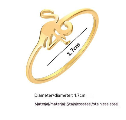 Women's Stainless Steel Small Flamingo Fashion Ring