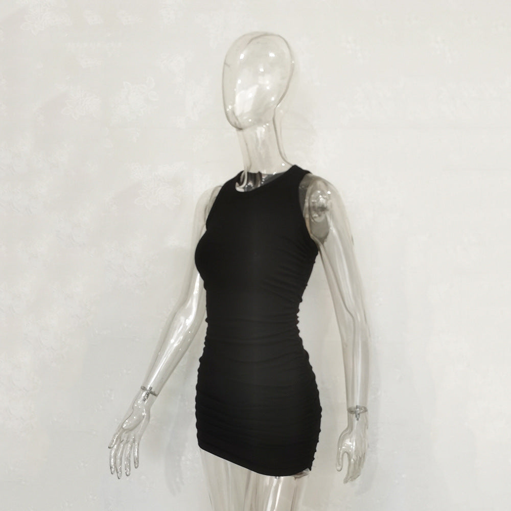 Women's Cotton Pleated Ribbed Dress