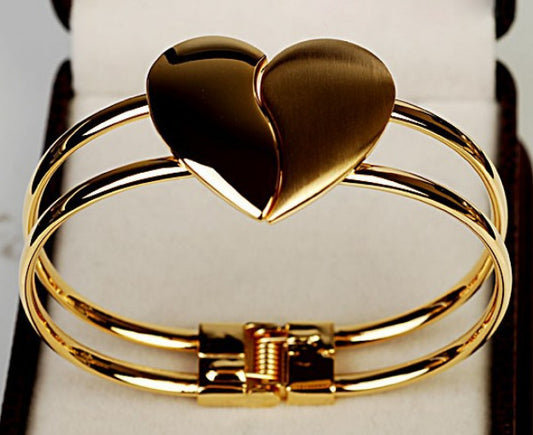 Korean Version Frosted Heart-shaped Bracelet Bright Face Double Heart Bracelet Jewelry Wholesale